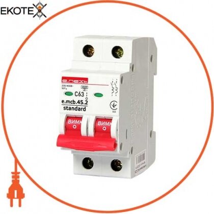 Enext s002023 модульный автоматический выключатель e.mcb.stand.45.2.с63, 2р, 63а, c, 4,5 ка