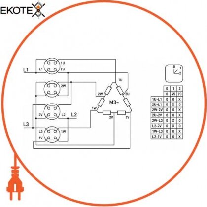 Enext 8325-200 пакетный переключатель lk16 / 4.322-zк / 45 щитовой, с передней панелью (под пломбирования), 0-1-2, 16а