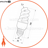 Enext l0260027 лампа энергосберегающая e.save.screw.e27.20.4200.t2, тип screw, патрон е27, 20w, 4200 к, колба т2