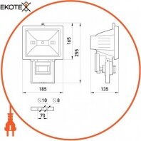 Enext l003012 светильник e.halogen.move.500.black 500вт, черный прожектор с датчиком движения