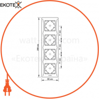 VIDEX BINERA Рамка кремовая 4 поста вертикальная (VF-BNFR4V-CR) (12/72)