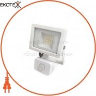 Світлодіодний прожектор Velmax 20Вт LED 6200K 1800Lm 220V IP65 з датчиком руху (00-25-23) білий