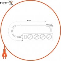 Enext s042014 удлинитель e.es.4.5.z.s.b 4 гнезда, 5м, с з/к, с выключателем, baby protect