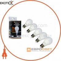 Набір з 5 шт Лампа світлодіодна ЕВРОСВЕТ 12Вт 4200К A-12-4200-27 Е27
