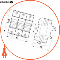 Enext i0300006 держатель предохранителя на дин-рейку e.fuse.1451.h3, под предохранитель 14х51, 3р, 63а