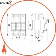 Enext i0300003 держатель предохранителя на дин-рейку e.fuse.1038.h3, под предохранитель 10х38, 3р, 32а