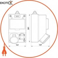 Enext 6165-130 монтажний набір 32а 3р+z 400v,16a 2p+z 250v, клемна колодка 5х6кв.мм