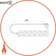 Enext s042020 удлинитель e.es.5.5.z.s.b 5 гнезд, 5м, с з/к, с выключателем, baby protect