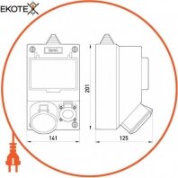 Enext 6163-130 монтажний набір 16а 3р+z 400v,16a 2p+z 250v, клемна колодка 5х4кв.мм