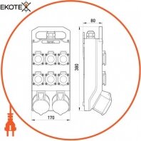 Enext 341 монтажный набор 32a 3p+n+z 400v, 16a 3p+n+z 400v, 6x16a 2p+z 250v