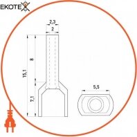 Enext s4037003 изолированный наконечник e.terminal.stand.te.2.1. белый (te1008 белый) 2x1 кв. мм, белый