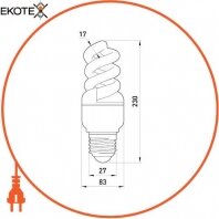 Enext l0260032 лампа энергосберегающая e.save.screw.e27.60.4200, тип screw, патрон е27, 60w, 4200 к