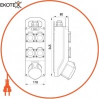 Enext 390 монтажный набор 32а 3р+n+z 400v 4x16 2p+z 250v