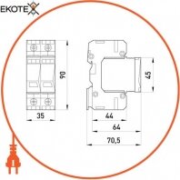 Enext 81.031 пзіп e.poi.1+1m 280v/12,5ka клас i+ii+iii, 1 полюс + n-pe, моноблок