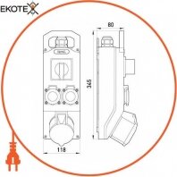 Enext 385 монтажный набор, изм. l-0-p 16а 3р+z 400v 2x16 2p+z 250v