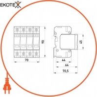 Enext 81.206/05 узип e.po i 3+1m e 280v/7ka класс i+ii+iii, 3 полюса + n-pe, моноблок