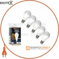 Набір з 5 шт Лампа світлодіодна ЕВРОСВЕТ 15Вт 4200К A-15-4200-27 Е27