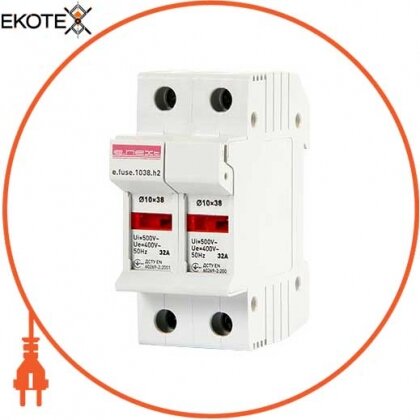 Enext i0300002 держатель предохранителя на дин-рейку e.fuse.1038.h2, под предохранитель 10х38, 2р, 32а