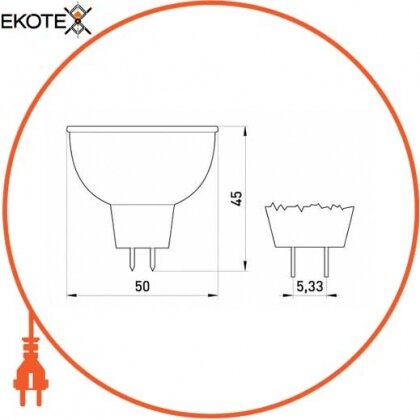 Enext l004017 лампа галогенная e.halogen.jcdr.g5.3.220.50, цоколь g5.3, 220v, 50w, mr16